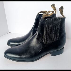 🖤 Macias Mens Black Leather Boots 10.5 Botines Vacuno Cowhide Western